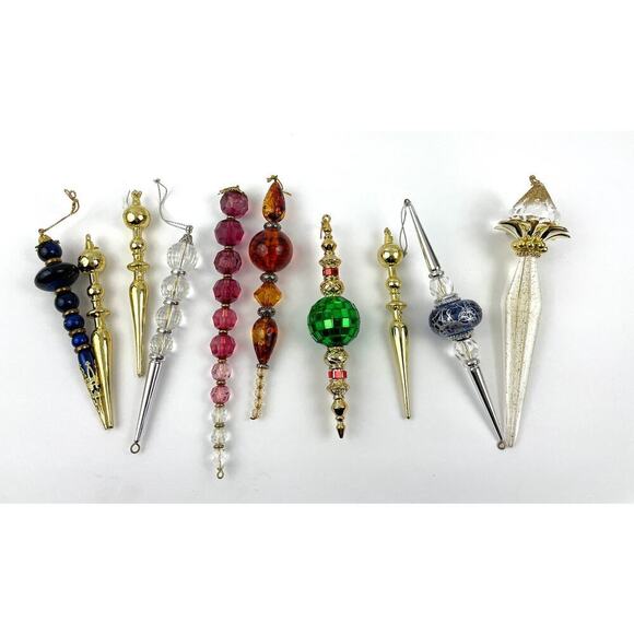Lot Of 10 Icicle Ornaments Colorful Resin Christmas Sparkle Mixed Colorful - Picture 1 of 14